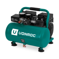 Silent Air Compressor – 57,5dB | 6 Lt - Oil free – 750W - Green