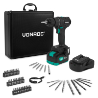 PRO Cordless Drill 20V – Brushless motor – 40Nm | Incl. 4.0Ah Battery, Charger, and 46 accessories in premium case