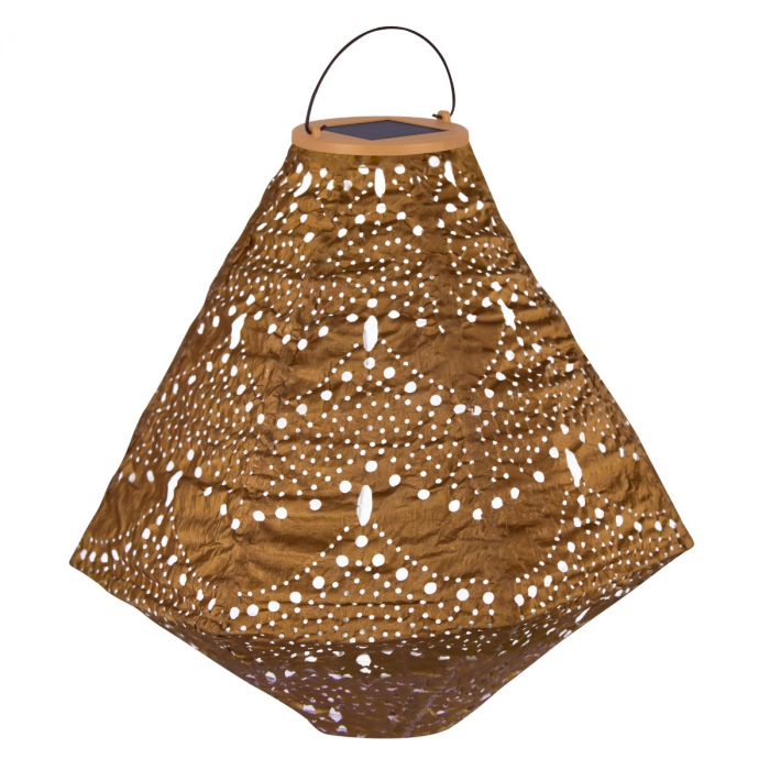 Farol solar Luna Pentágono con LED - 300x300mm - Oro | Hecho a mano/resistente a la intemperie main product photo